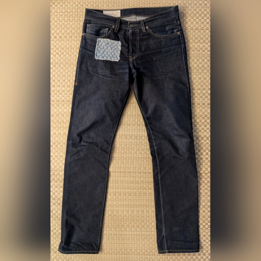 Imogene + Willie Barton Slim Selvedge Denim Jeans Men's Size 30x32 Sashiko Patch